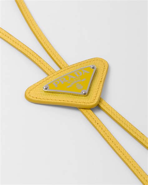 Sunny Yellow Saffiano leather bolo tie .